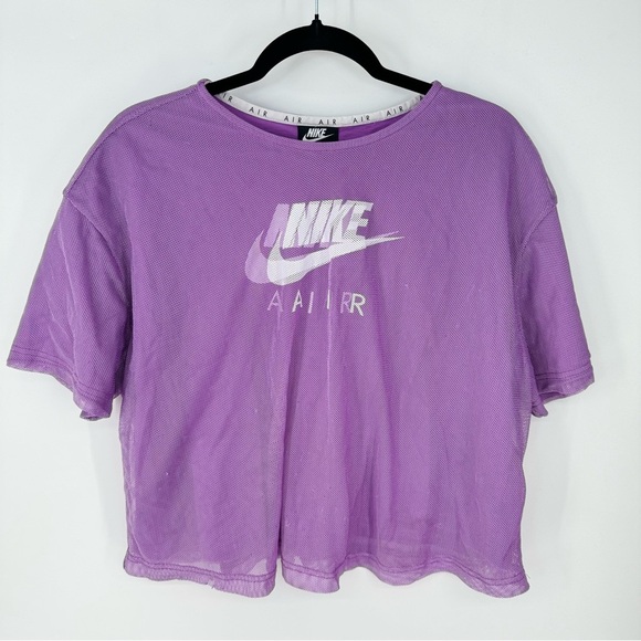 Nike Women’s Purple Layered Tee Shirt Jersey Cropped Tee - Picture 1 of 3
